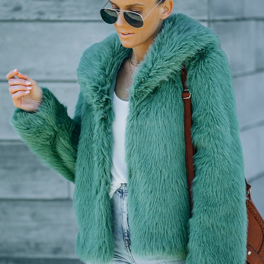 Faux Fur Jacket with Side Pockets
